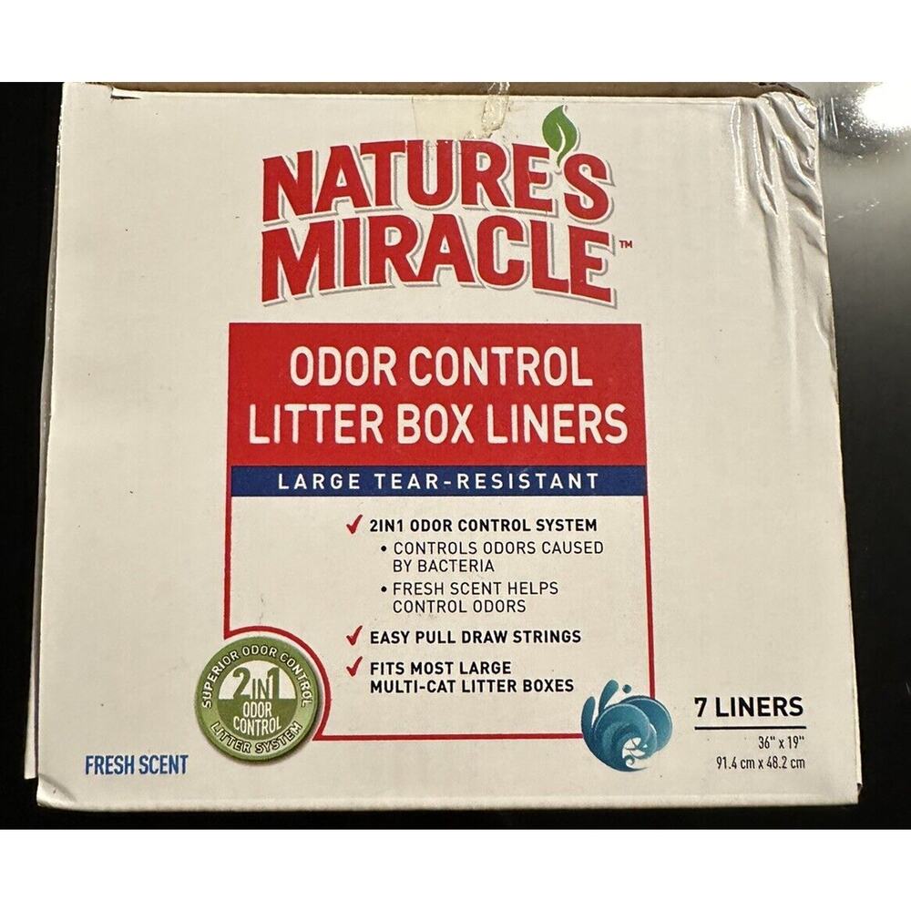 Nature's Miracle Litter Box Liners Odor Control Cat Fresh Scent Large 7 Ct‎